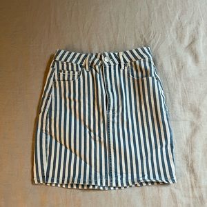 Striped Denim Garage Mini Skirt